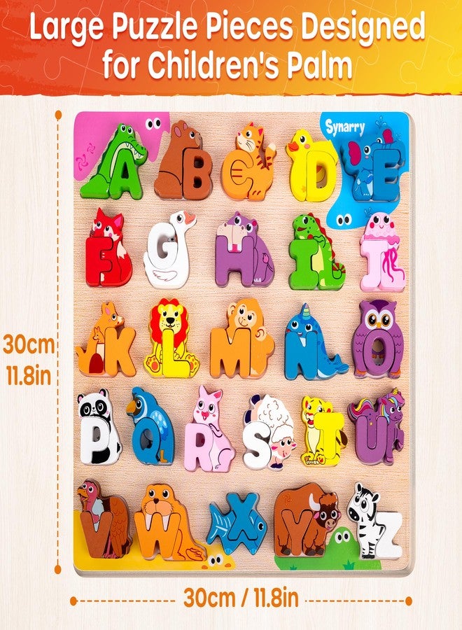SYNARRY Wooden Alphabet Puzzle, 52 Pieces ABC Puzzles for Kids Ages 3-5, Alphabet ABC Letter Blocks Puzzles for Toddlers 2-4, Wooden Animals Letter Matching Game, ABC Alphabet Preschool Learning Toys - Image 5